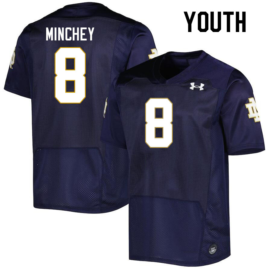 Youth #8 Kenny Minchey Notre Dame Fighting Irish College Football Jerseys Stitched-Navy - Click Image to Close